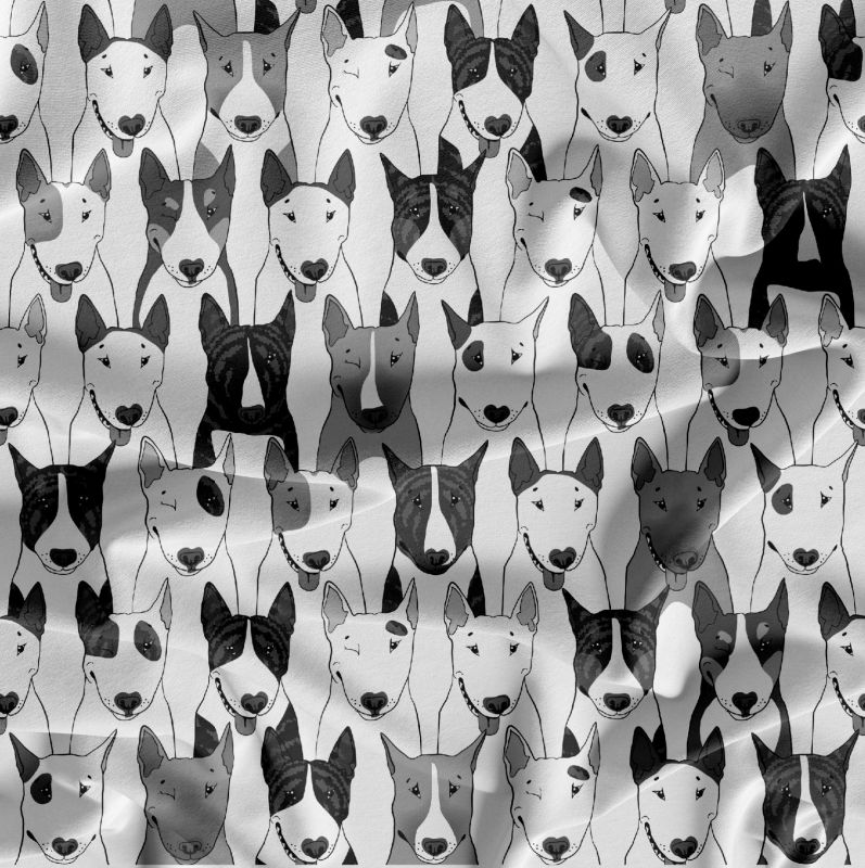 Psi v řadě černo-bílá-sublimační digitální tisk mavaga design