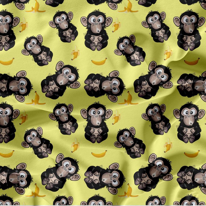 Vykluná opice na žluté -sublimační digitální tisk mavaga design