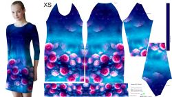 Panel na -šaty - tisk do střihu - akvarelové kytky | 2XL, 3XL, L, M, S, XL, XS