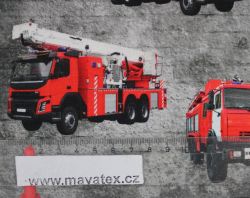 Jednolícní úplet hasiči na šedé zdi -210 gsm vyrobeno v EU