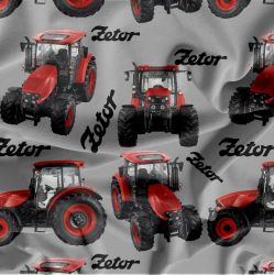 ZETOR červené traktory na ŠEDÉ -materiálové varianty   | BELA, Torino -úplet funkční, MILKY -úplet funkční, Lycra, GARZATO 200gsm- funkční úplet počesaný, Softshell zimní 320 gsm, Softshell jarní 285 gsm, Softshell letní pružný 220gsm, Kočárkovina, PUSH UP LYCRA/ plavkovina, DOLOMITY--úplet /teplákovina počesaný, Termo lycra počesaná