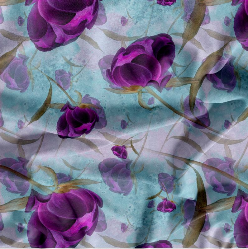 Fialové růže na modé -materiálové varianty mavaga design