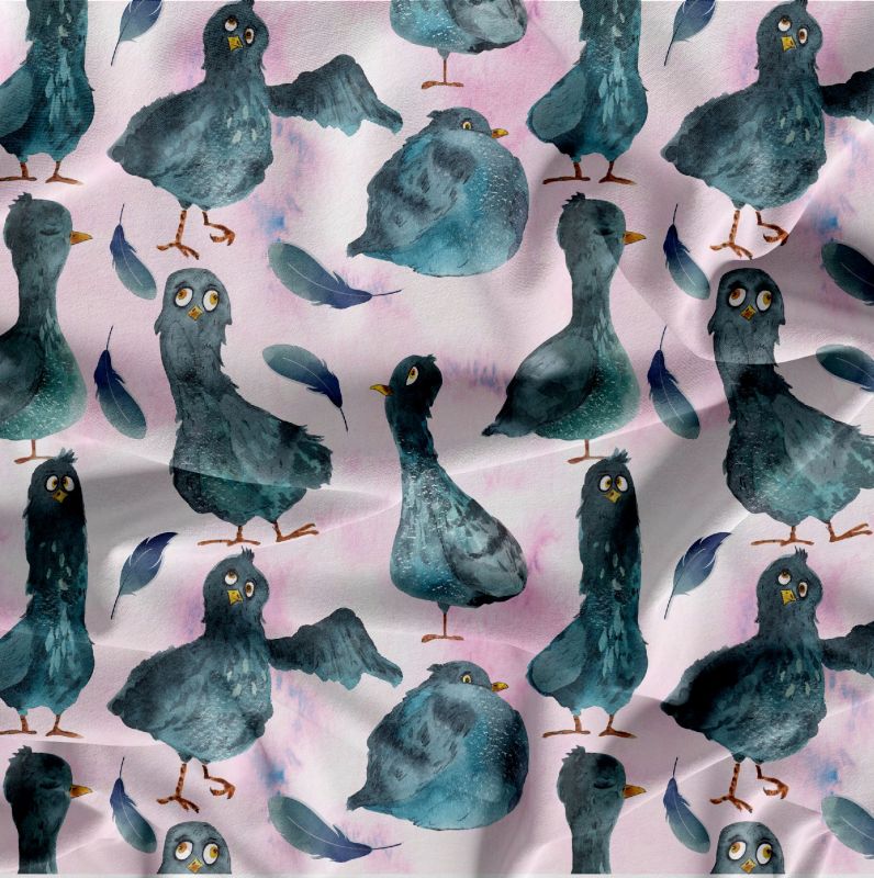 Bláznivý holub na růžové -materiálové varianty mavaga design