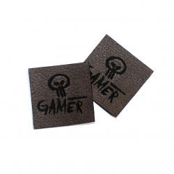 Koženkový štítek gravír - "GAMER 2"- varianty - "GAMER 2" - tmavý vyrobeno v EU