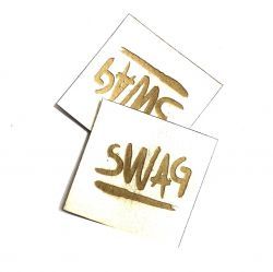 Koženkový štítek gravír - " SWAG"- varianty vyrobeno v EU