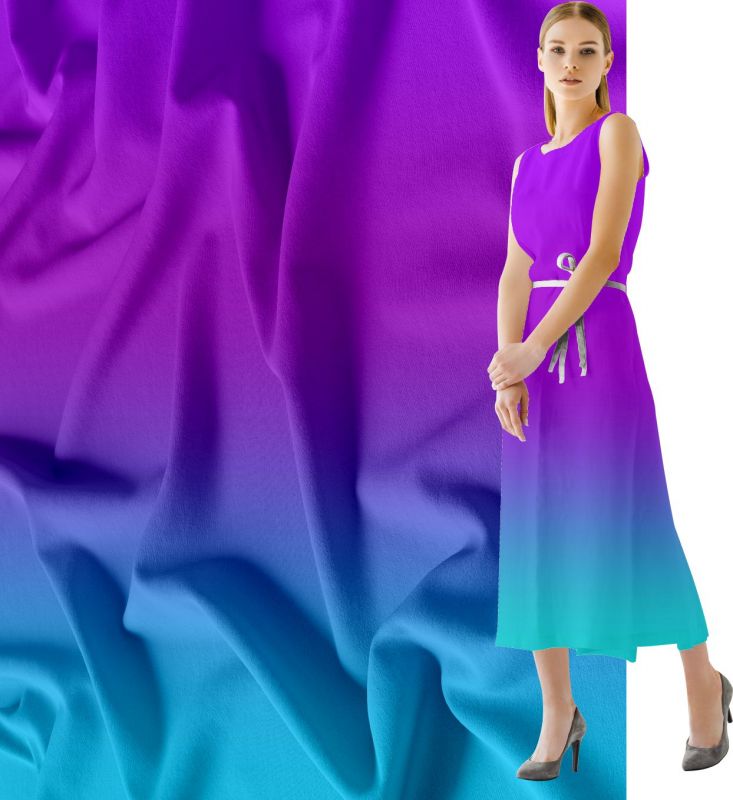 Ombré- duhový přechod 3barevný tyrkys+fialová -materiálové varianty mavaga design