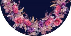 Panel na půlkolovku- akvarelové květy na tmavé -materiálové varianty mavaga design