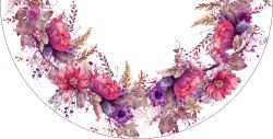 Panel na půlkolovku- akvarelové květy na bílé -materiálové varianty mavaga design