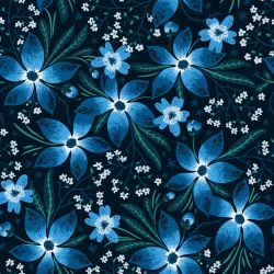 Akvarelové květy modré -materiálové varianty 