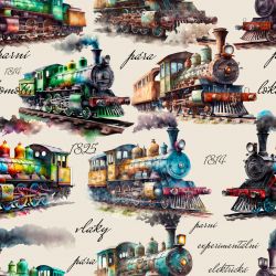 Akvarelové vlaky na béžové -materiálové varianty  