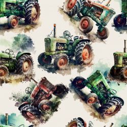 Akvarelové traktory na béžové -materiálové varianty  