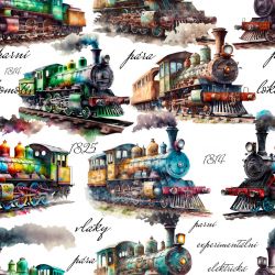 Akvarelové vlaky na bílé -materiálové varianty 