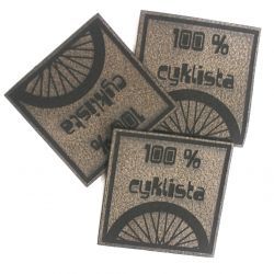 Koženkový štítek gravír - "100 % CYKLISTA"- varianty vyrobeno v EU