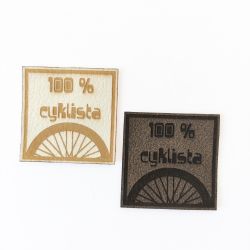Koženkový štítek gravír - "100 % CYKLISTA"- varianty vyrobeno v EU