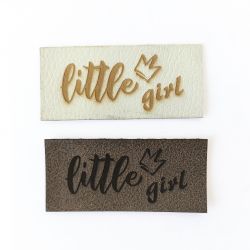 Koženkový štítek gravír - "little GIRL "- varianty | "little GIRL " - světlý, "little GIRL " - tmavý
