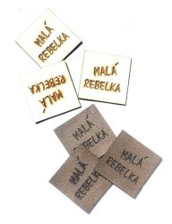 Koženkový štítek gravír - " malá rebelka" světlý  -  varianty | " malá rebelka  " - světlý, " malá rebelka" hnědy  .- tmavý