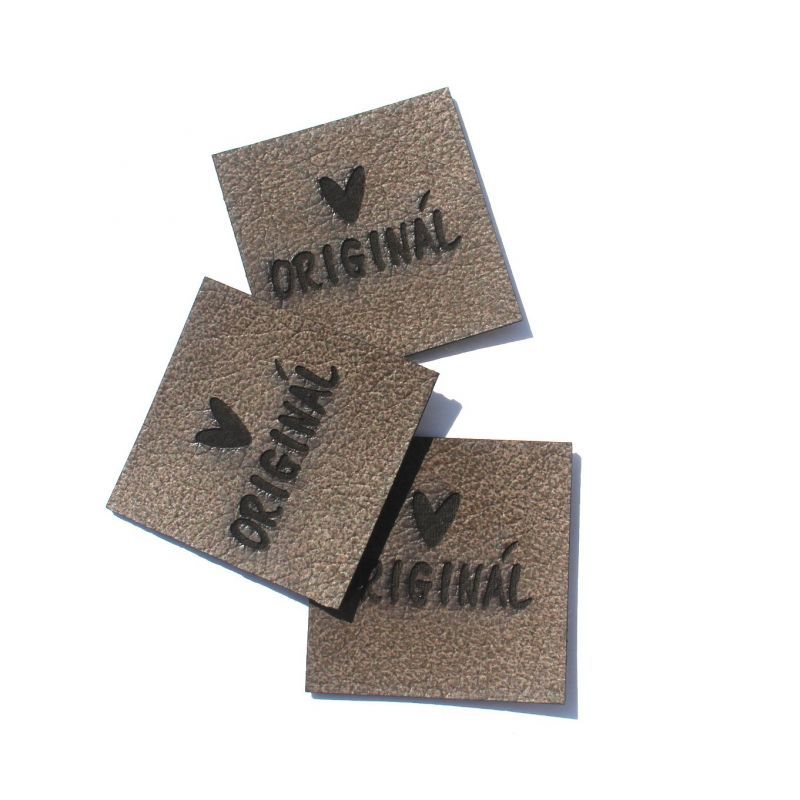 Koženkový štítek gravír - " originál " - varianty - " originál " - tmavý vyrobeno v EU