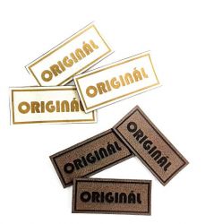 Koženkový štítek gravír - " ORIGNÁL podlouhlý " .-  varianty | " ORIGNÁL podlouhlý " - světlý, " ORIGNÁL podlouhlý " - tmavý