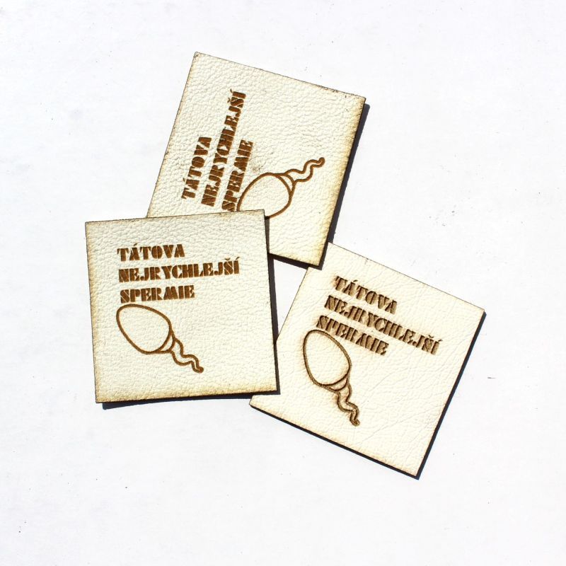 Koženkový štítek gravír - " SPERMIE " - varianty vyrobeno v EU