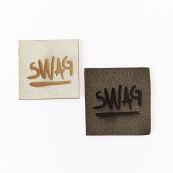 Koženkový štítek gravír - " SWAG"- varianty vyrobeno v EU