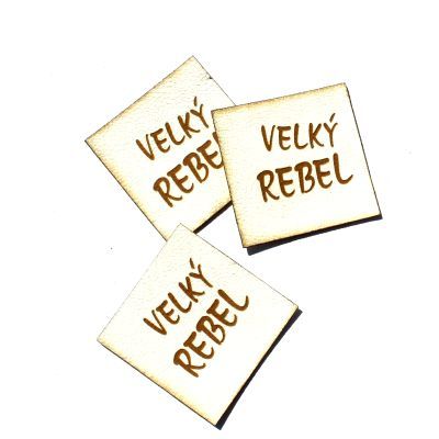 Koženkový štítek gravír - " velký rebel hnědy " - varianty vyrobeno v EU