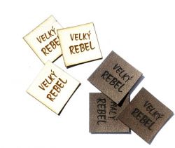 Koženkový štítek gravír - " velký rebel hnědy " - varianty | " velký rebel hnědy " - světlý, " velký rebel hnědy " - tmavý