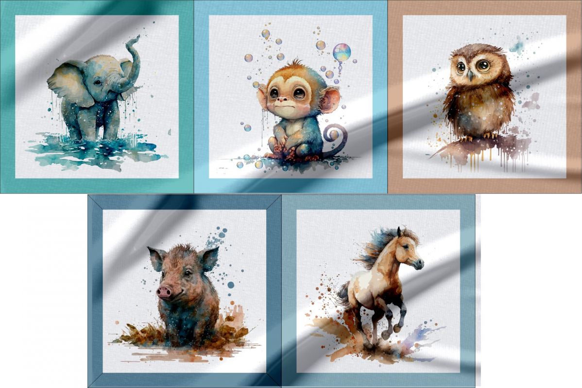 Panel malý - Akvarelové zvířátka -materiálové varianty ČESKÝ VÝROBEK