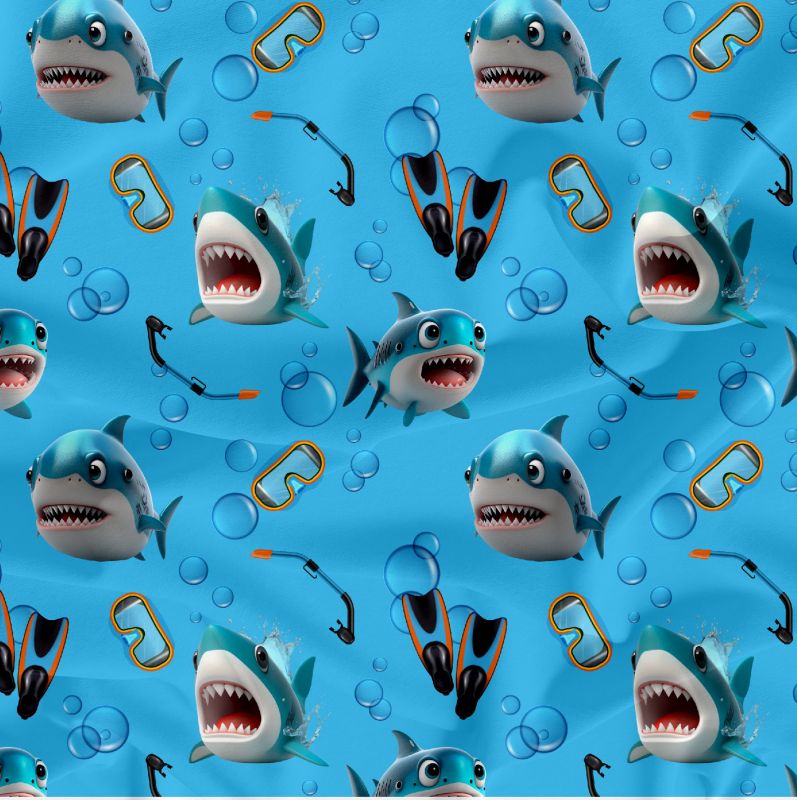 Žraločkové na modré -materiálové varianty mavaga design