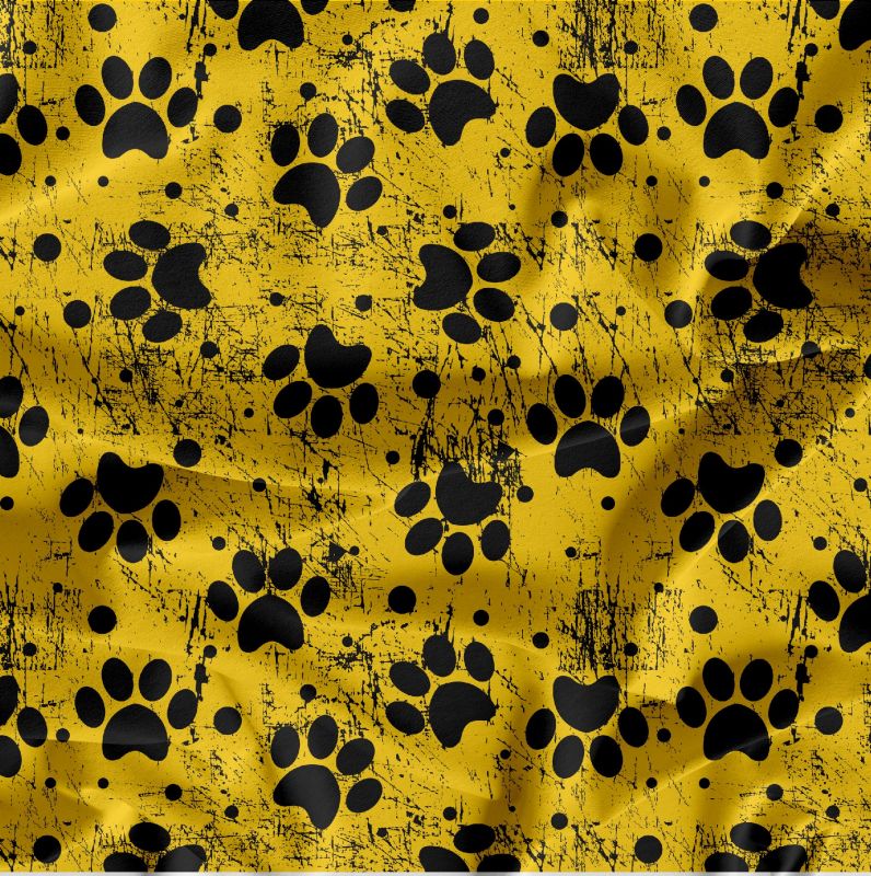 Černé tlapky na žluté-materiálové varianty mavaga design