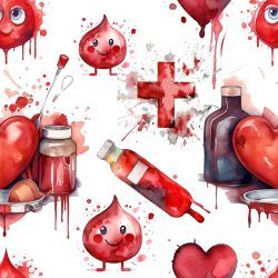 Kapky krve akvarel-materiálové varianty    