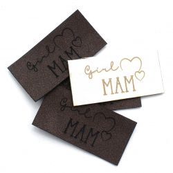 Koženkový štítek gravír - " girl MAM" -varianty vyrobeno v EU
