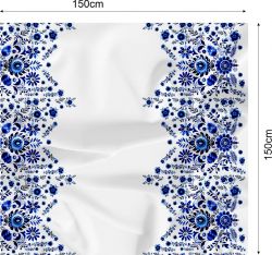 OTOČENÝ PANEL -folklor modrý oboustranná bordura-materiálové varinaty mavaga design