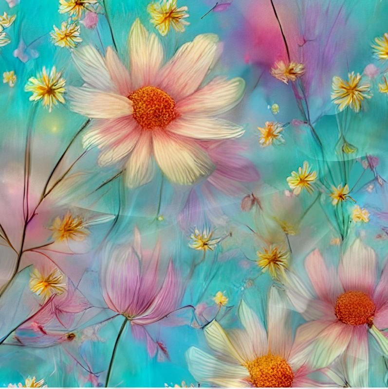 Akvarelové květy na aqua -materiálové varianty mavaga design