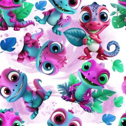 Bláznivý chameleoni holčičí -materiálové varianty   