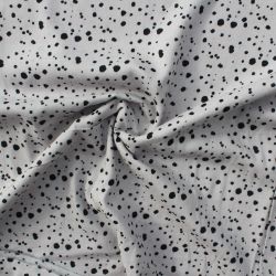 Mušelín ( fáčovina ) dvojitá - světle šedá mix černými atyp puntíky vyrobeno v EU- atest pro děti bavlna