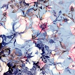 Jednolícní úplet akvarelové květy podkreslené -180 gsm 
