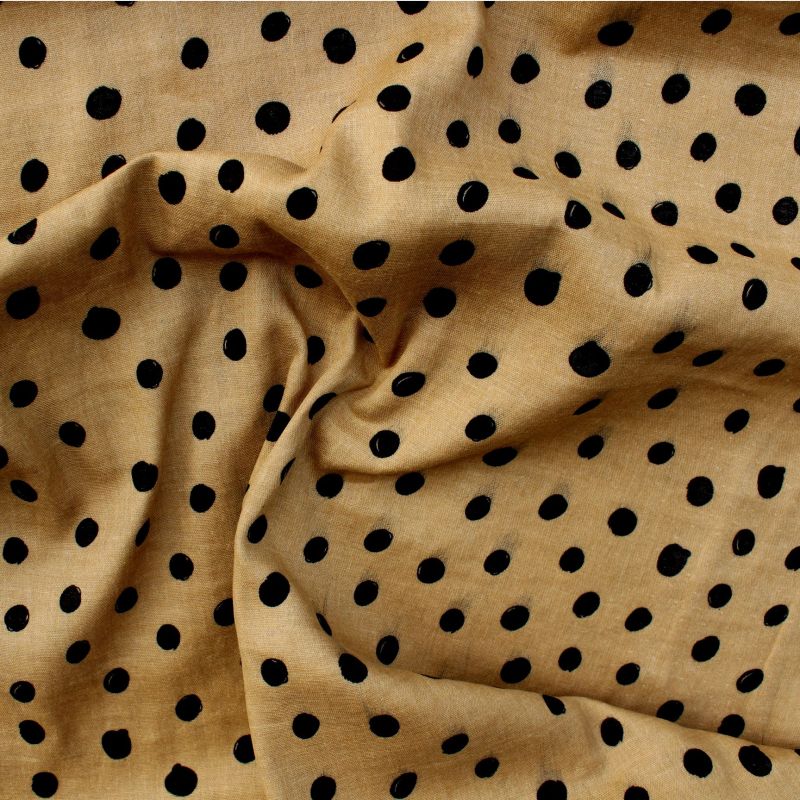 Mušelín ( fáčovina ) dvojitá - písková+puntíky vyrobeno v EU- atest pro děti bavlna