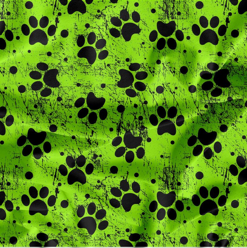 Černé tlapky na fluo zelené-materiálové varianty mavaga design