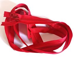 KOSTĚNÝ ZIP   dělitelný červený - VARIANTY délky -barva 150 | 50 cm, 55 cm, 65 cm