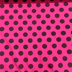 Teplákovina fuksie ( barva 170 ) - velké puntíky 3cm EU-úplety atest pro děti
