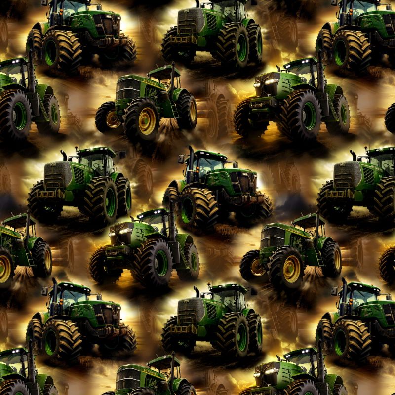 Zelené traktory na tmavé - materiálové varianty mavaga design