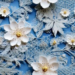 Krajkové květy na STŘEDNÍ modré- materiálové varianty  
