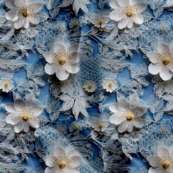 Krajkové květy na STŘEDNÍ modré- materiálové varianty mavaga design