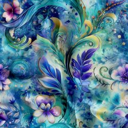 Rozpité akvarelové květy modré- materiálové varianty mavaga design