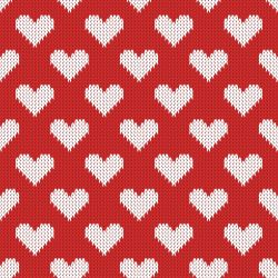 Pletený vzor Srdce - červená - materiálové varianty