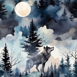 Vlk a měsíc- materiálové varianty  