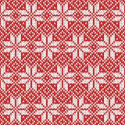 Pletený norský vzor Hvězda - červená - materiálové varianty