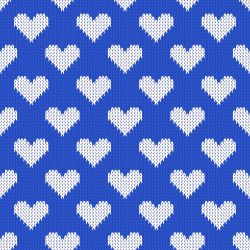 Pletený vzor Srdce - modrá - materiálové varianty