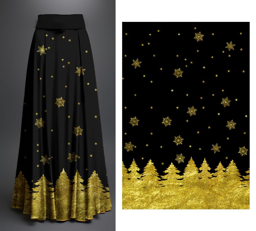 PANEL na šaty / triko/leginy - zlaté stromy- materiálové varianty mavaga design