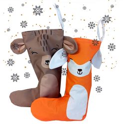 PANEL vánoční punčocha- desén liška a medvěd